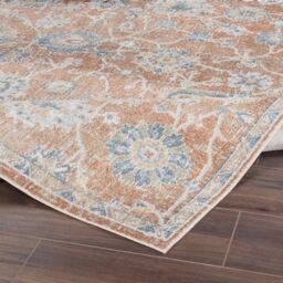 Livabliss Lilian-Washable Brown Blue Vintage Traditional Boho Living Dining Rug in Burnt Orange - Size: 200 cm x 275 cm - thumbnail 4