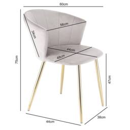 Genesis Ella Velvet Accent Chair Curved Back Upholstered Modern Chair in Taupe - Size: 1 Seater - thumbnail 3