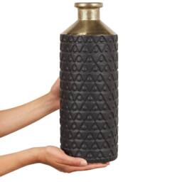 Wyld and Coco Black Stoneware Table Vase with Gold Neck 39cm - thumbnail 4