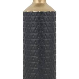Wyld and Coco Black Stoneware Table Vase with Gold Neck 39cm - thumbnail 2