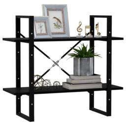 Berkfield Home 2-Tier Book Cabinet Black 80x30x70 cm Solid Pine Wood - Size: 80 x 30 x 70 cm - thumbnail 4