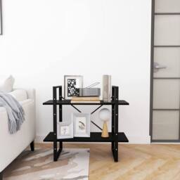 Berkfield Home 2-Tier Book Cabinet Black 80x30x70 cm Solid Pine Wood - Size: 80 x 30 x 70 cm - thumbnail 3