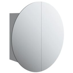 Berkfield Home Bathroom Cabinet with Round Mirror&LED Grey 47x47x17.5 cm - thumbnail 2