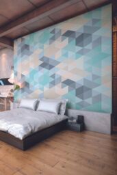 Origin Murals Iso Triangles Wall Mural in Duck Egg Blue - Size: W350 cm x H280 cm - thumbnail 1