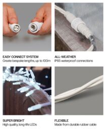 Xmas Haus Cluster Lights White Rubber IP65 5m /250 LED Cool White - thumbnail 5