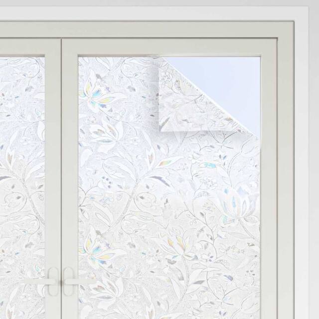 Berkfield Home Decorative Window Films 2 pcs Frosted Flowers Pattern PVC in White - image 1