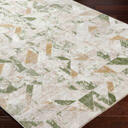 Livabliss San Francisco-Abstract Green Tan Taupe Ivory Modern Marble Living Dining Rug - Size: 120 cm x 170 cm - thumbnail 6