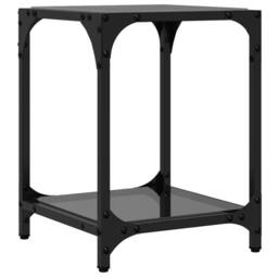 Berkfield Home Coffee Tables with Black Glass Top 2 pcs 30x30x40 cm Steel - Size: 30 x 30 x 40 cm - thumbnail 6