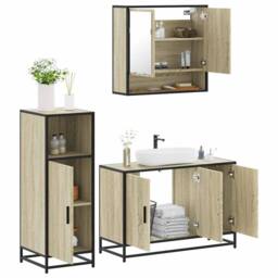 Berkfield Home 3 Piece Bathroom Furniture Set Sonoma Oak Engineered Wood in Brown - thumbnail 1