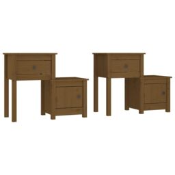 Berkfield Home Bedside Cabinet 2pcs Honey Brown 79.5x38x65.5cm Solid Wood Pine - Size: 79.5x38x65.5 cm - thumbnail 2