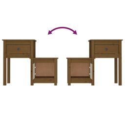 Berkfield Home Bedside Cabinet 2pcs Honey Brown 79.5x38x65.5cm Solid Wood Pine - Size: 79.5x38x65.5 cm - thumbnail 6