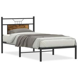 Berkfield Home Bed Frame without Mattress Smoked Oak 80x200 cm Engineered Wood in Brown - thumbnail 2
