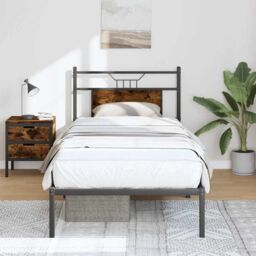 Berkfield Home Bed Frame without Mattress Smoked Oak 80x200 cm Engineered Wood in Brown - thumbnail 1