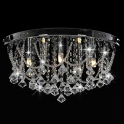 Berkfield Home Ceiling Lamp with Crystal Beads Silver Round 4 x G9 Bulbs - thumbnail 4