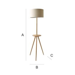 ValueLights Desmond Side Table Tripod Floor Lamp with Natural Linen Lamp Shade - thumbnail 7