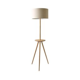 ValueLights Desmond Side Table Tripod Floor Lamp with Natural Linen Lamp Shade - thumbnail 6