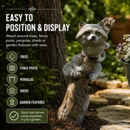 Marco Paul Raccoon Tree Peeker Resin Garden Ornament in Grey - thumbnail 9