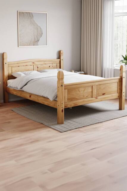 HD Designs Corona King Size Bed High Foot End Bedroom Furniture in Natural - image 1