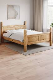 HD Designs Corona King Size Bed High Foot End Bedroom Furniture in Natural - thumbnail 1