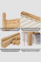 HD Designs Corona King Size Bed High Foot End Bedroom Furniture in Natural - thumbnail 4