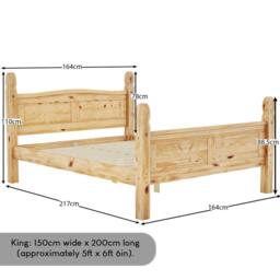 HD Designs Corona King Size Bed High Foot End Bedroom Furniture in Natural - thumbnail 3