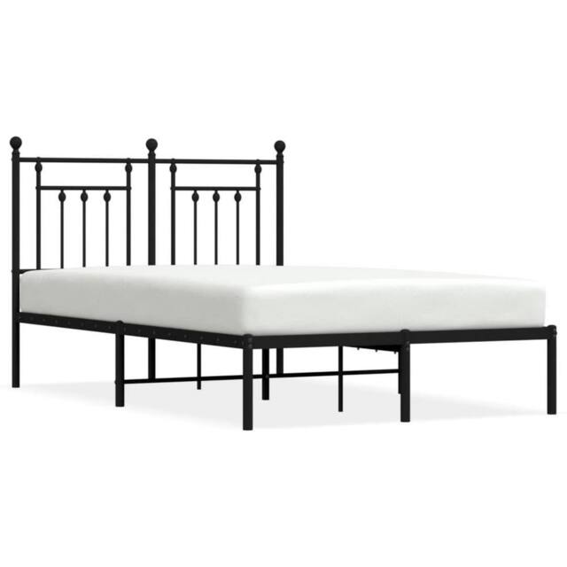 Berkfield Home Metal Bed Frame with Headboard Black 120x190 cm Small Double - image 1