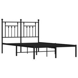 Berkfield Home Metal Bed Frame with Headboard Black 120x190 cm Small Double - thumbnail 3