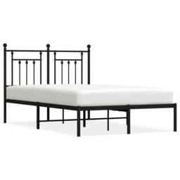 Berkfield Home Metal Bed Frame with Headboard Black 120x190 cm Small Double - thumbnail 1