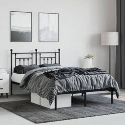 Berkfield Home Metal Bed Frame with Headboard Black 120x190 cm Small Double - thumbnail 4