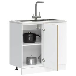 Berkfield Home Sink Base Cabinet Artisan Oak Engineered Wood in Brown - thumbnail 1