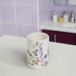 Showerdrape Meadow Wild Flowers Floral Tumbler in White - thumbnail 1