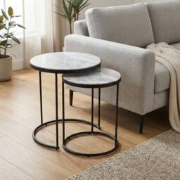 Garden Greatness Duo Marble Tops Nesting Side Tables in Brown - Size: 1 Pack - thumbnail 2