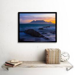 "Artery8 Composition Atmospheric Table Mountain South Africa Framed Art Print in Blue - Size: W12"" x H16""" - thumbnail 2