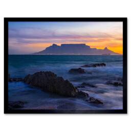 "Artery8 Composition Atmospheric Table Mountain South Africa Framed Art Print in Blue - Size: W12"" x H16""" - thumbnail 1