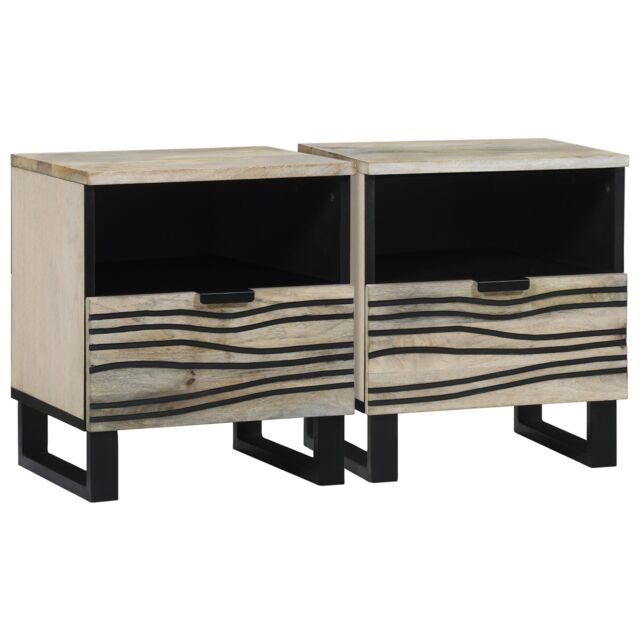 Berkfield Home Bedside Tables 2 pcs White & black 40 x 33 x 46 cm - image 1