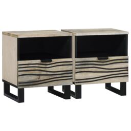 Berkfield Home Bedside Tables 2 pcs White & black 40 x 33 x 46 cm - thumbnail 1