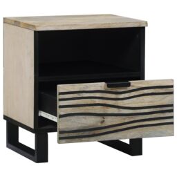 Berkfield Home Bedside Tables 2 pcs White & black 40 x 33 x 46 cm - thumbnail 3