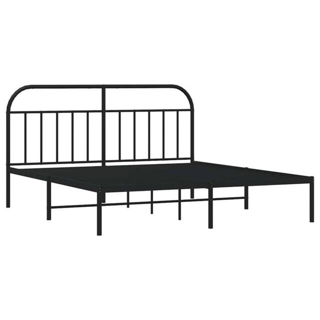 Berkfield Home Metal Bed Frame with Headboard Black 180x200 cm Super King - image 1