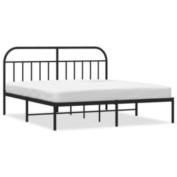 Berkfield Home Metal Bed Frame with Headboard Black 180x200 cm Super King - thumbnail 3