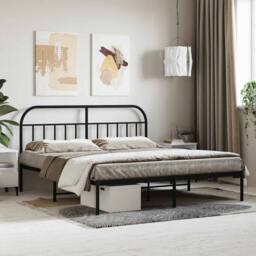 Berkfield Home Metal Bed Frame with Headboard Black 180x200 cm Super King - thumbnail 2