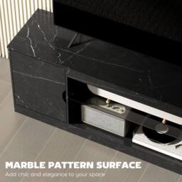 STILVORA TV Stand with Cabinet & Glass Shelf in Black - thumbnail 6