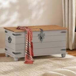 NESTLUNE Blanket Box Storage Toy Chest Grey Painted Solid - Size: 100 cm x 15 cm - thumbnail 5