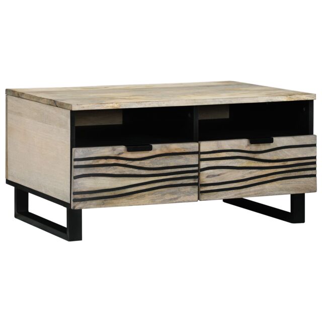 Berkfield Home Coffee Tables with Drawer with Storage White, Black 80 x 50 x 40 cm - image 1