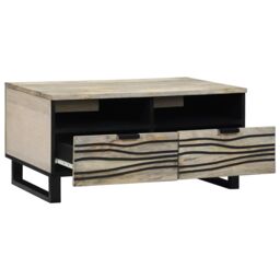 Berkfield Home Coffee Tables with Drawer with Storage White, Black 80 x 50 x 40 cm - thumbnail 2