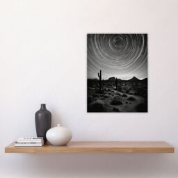 Artery8 The Milky Way Time Lapse Star Trails Stars Tracing Their Journey Across Black White Cactus Unframed Wall Art Print Poster Home Decor Premium - thumbnail 4