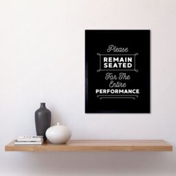 "Artery8 Wall Art Print Funny Bathroom Please Remain Seated Entire Performance Toilet Sign Bathroom Decor Art Framed in Black - Size: W12"" x H16""" - thumbnail 2