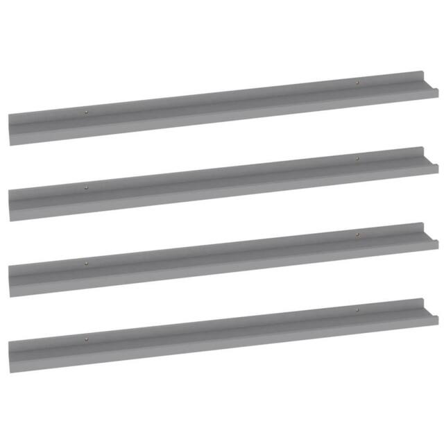 Berkfield Home Wall Shelves 4 pcs Grey 100x9x3 cm - Size: 100 x 9 x 3 cm - image 1