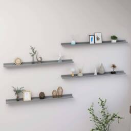 Berkfield Home Wall Shelves 4 pcs Grey 100x9x3 cm - Size: 100 x 9 x 3 cm - thumbnail 2