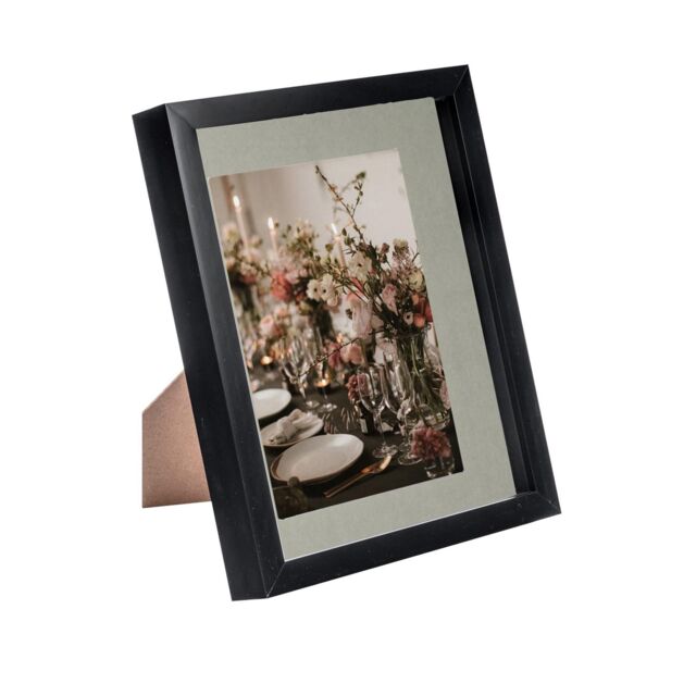 "Nicola Spring 3D Box Photo Frame - 8 x 10"" with 5 x 7"" Mount - Ivory Mount in Black" - image 1