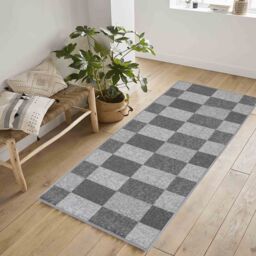 Desire Rugs Anti-Slip Squared Design Doormat - Machine Washable for Easy Care in Grey - Size: 57 cm x 90 cm - thumbnail 4